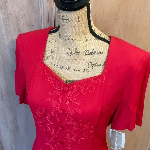 NWT Vintage Casual Corner 90’s Red Midi Dress Pretty Woman Hailey Rich Mom Sz 10 - Picture 12 of 16